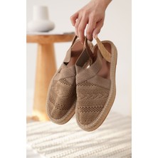 Alfaze Vizon Tekstil Kilim Desenli El Yapımı Jüt Sargı Taban Espadril Ayakkabı Topuk Boyu 2,5 cm
