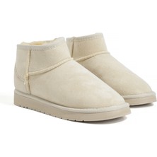 Rella Bej Içi Kürklü Süet Kadın Bot - Sıcak Rahat Günlük Kışlık Bilek Bot