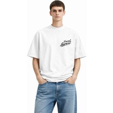 Camblys Unisex Saint Lauren Graffiti Yazılı Logolu Ön Baskılı Oversize Kalın Kumaş Bol Kesim Pamuklu T-Shirt
