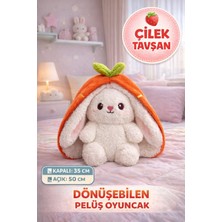 Toyfest Turuncu Çilek Tavşan Peluş Oyuncak 35 cm Dönüşebilen Çilek Tavşan Yumuşak Peluş Çocuk Hediyesi