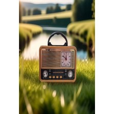 L'edoren NS-8898BT Nostaljik Radyo Analog Saatli Fm Radyo Bluetooth Hoparlör USB Tf Aux Mp3 Çalar
