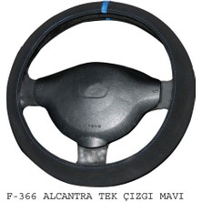 Direksiyon Kılıfı Poşetli Geçme 38CM Alcantra Tek Çizgi Mavi Oto Aksesuar Premium