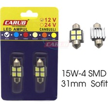 Sofit Ampul 15W 4 Smd LED Metal Canbus 31MM Beyaz 12V Oto Aksesuar Premium