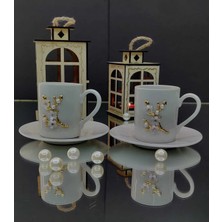 KirLinova Dal Çiçek Porselen Kahve Fincanı 2li Set Türk Kahvesi Fincan Takımı Beyaz