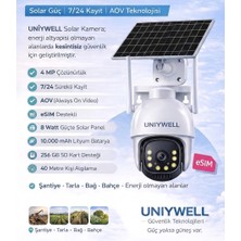 Uniywell Avo 4 Mp Solar Panelli 4g ve Esım Destekli Kablosuz Güvenlik Kamerası Internet Paketi + 64 GB Sd Kart Hediyel