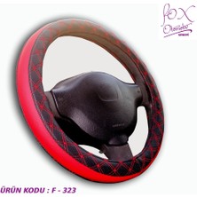 Direksiyon Kılıfı Poşetli Geçme 38CM Çember Kırmızı Kenarnakışlı Oto Aksesuar Premium