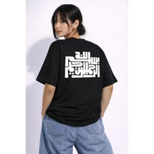 Camblys Unisex Sırt Karışık Desen Baskılı Oversize Kalın Kumaş Bol Kalıp Unisex T-Shirt