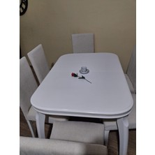 Bengi Ankara Mobilya Masa Sandalye 90645 Muz Model Kayın Muz Açılır Parlak Lake Beyaz Giydirme Sandalye