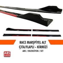 Universal Yan Marşbiyel  Race Kırmızı Şerit Flaplı  8 Parça Oto Aksesuar Premium