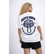 Camblys Mantar Baskılı Oversize Kalın Kumaş Bol Kalıp T-Shirt
