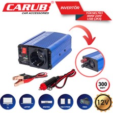 Invertör 12V-220V 300W Yükseltici + USB Çıkışlı Oto Aksesuar Premium