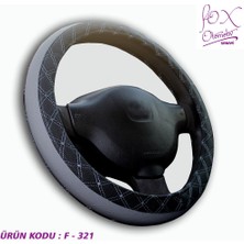 Direksiyon Kılıfı Poşetli Geçme 38CM Çember Gri Kenarı Nakışlı Oto Aksesuar Premium