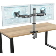 Storemax Toptassell Npo STD55024S 17"-32" Ikili Ergonomik Monitör Kolu, Geniş Eğim (+70°), 360 Pivot Vesa Stand Tutucu (2X9KG)