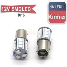 1016 Tip 12V Ampul Kırmızı LED 18 LED Oto Aksesuar Premium