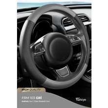 Direksiyon Kılıfı Poşetli Geçme 38CM Noktalı Siyah Düz Gri  F103 Oto Aksesuar Premium