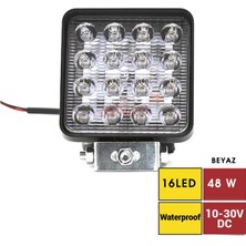 Çalışma Lambası 10-30V 48W 16 LED Kare 12X10CM Metal Oto Aksesuar Premium