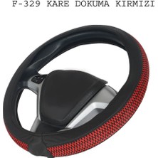 Direksiyon Kılıfı Poşetli Geçme 38CM Kare Kırmızı-Siyah Şerit Oto Aksesuar Premium