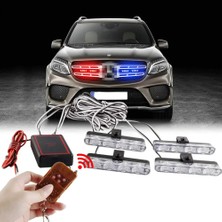 Panjur Arası Çakar Lamba Kumandalı  4  Lü  Kırmızı Mavi 12V   ( 002560 ) Oto Aksesuar Premium