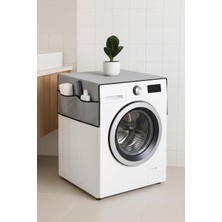Storemax Toptassell Palm Design Çamaşır Makinesi Koruyucu Örtü 4 Cepli Banyo Düzenleyici Organizer Su Geçirmez Örtü (Gri)