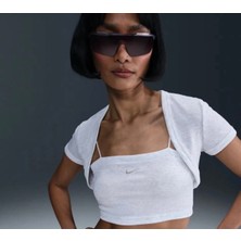 Nike Chill Knit Mini-Rib 2in1 Crop Gri Kadın T-Shirt HJ1299-051