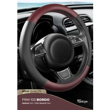 Direksiyon Kılıfı Poşetli Geçme 38CM Noktalı Siyah Düz Bordo F103 Oto Aksesuar Premium