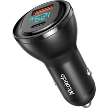 Storemax Toptassell Mcdodo CC-5670 95W 1xtype-C ve 1xusb Girişli Dijital Göstergeli Araç Çakmak Şarjı, Siyah