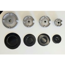 Storemax Toptassell Cook-Lab 8 Parça Siemens Bosch Arçelik Beko Profilo Uyumlu Çakmak Delikli (Italyan Tipi) Bek ve Kapak Takımı Siyah