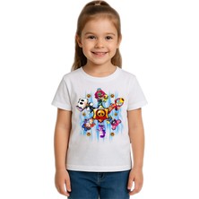 Sedirli Unisex Brawl Stars Baskılı Çocuk Tişört Pamuklu Penye Kumaş