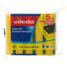 Storemax Toptassell Vileda Düz Hijyenik Bulaşık Süngeri, 5'li Ekonomik Paket, Yeşil