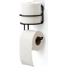 Storemax Toptassell Orret Home Yapışkanlı Tuvalet Kağıtlığı – Mat Siyah Metal Tuvalet Kağıt Tutacağı ve Yedek Standı, Delmeden Montaj, Suya Dayanıklı Banyo Organizeri (Yuvarlak)