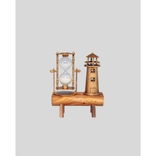 Ahşap Kum Saati ve Deniz Feneri Figürü Bir Arada – Ev &amp; Ofis Dekorasyonu