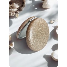 Storemax Toptassell Cep Aynası Büyüteçli, Makyaj Aynası, Çanta Ayna, Kalpli Ayna,gold Ayna,simli Ayna, Kedi Ayna Rose Ayna,hediyelik Ayna Dekoratif El Aynası, Çelik Ayna (Bej Simli)