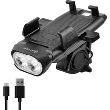 Briviga  EBL-3612 Işık 650 Lümen USB Şarjlı Bisiklet Lamba 4 In1 Telefon Tutucu,korna
