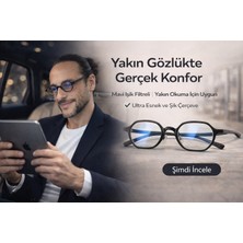 Oxxop Accessory (2.25 Numara) Yakın Gözlük, Bilgisayar & Telefon Mavi Işık Filtreli, Ultra Esnek Şık Gri Çerçeve