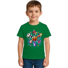 Sedirli Unisex Brawl Stars Baskılı Çocuk Tişört Pamuklu Penye Kumaş
