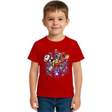 Sedirli Unisex Brawl Stars Baskılı Çocuk Tişört Pamuklu Penye Kumaş