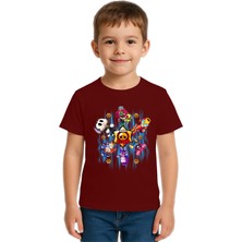 Sedirli Unisex Brawl Stars Baskılı Çocuk Tişört Pamuklu Penye Kumaş