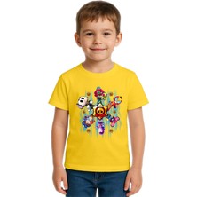 Sedirli Unisex Brawl Stars Baskılı Çocuk Tişört Pamuklu Penye Kumaş
