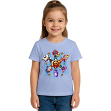 Sedirli Unisex Brawl Stars Baskılı Çocuk Tişört Pamuklu Penye Kumaş