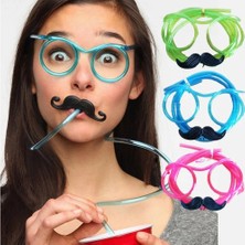 Fredeom Store Pipetli Parti Gözlüğü - Çocuk ve Yetişkin Bıyıklı Pipet Gözlük Pembe Renk 18X14 cm