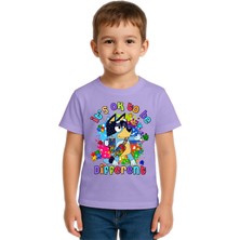 Sedirli Unisex Bluey Baskılı Çocuk Tişört Pamuklu Penye Kumaş