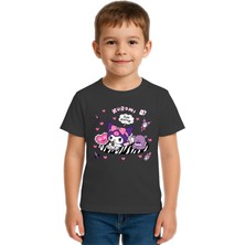 Sedirli Unisex Kuromi Baskılı Çocuk Tişört Pamuklu Penye Kumaş