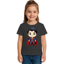 Sedirli Unisex Superman Baskılı Çocuk Tişört Pamuklu Penye Kumaş