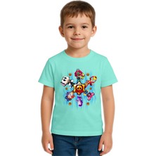 Sedirli Unisex Brawl Stars Baskılı Çocuk Tişört Pamuklu Penye Kumaş