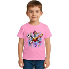 Sedirli Unisex Brawl Stars Baskılı Çocuk Tişört Pamuklu Penye Kumaş