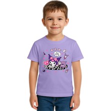 Sedirli Unisex Kuromi Baskılı Çocuk Tişört Pamuklu Penye Kumaş