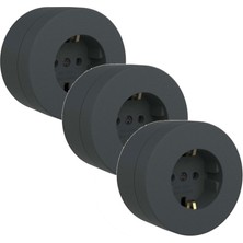 Ovivo Xone Topraklı Priz Siyah 3 Adet Sıva Üstü