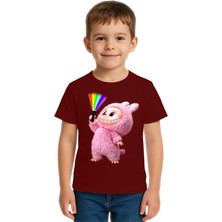 Sedirli Unisex Labubu Baskılı Çocuk Tişört Pamuklu Penye Kumaş
