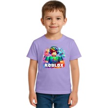 Sedirli Unisex Roblox Baskılı Çocuk Tişört Pamuklu Penye Kumaş