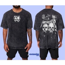Metallica Yıkamalı Over Size Tişört Xl